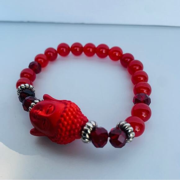 NEW Cinnabar Carnelian Buddha Bracelet - Picture 7 of 9